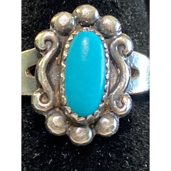 Ring Turquoise 1960s Bell Trading Post Size 4 Vintage Jewelry Sterling Silver St - Picture 8 of 14